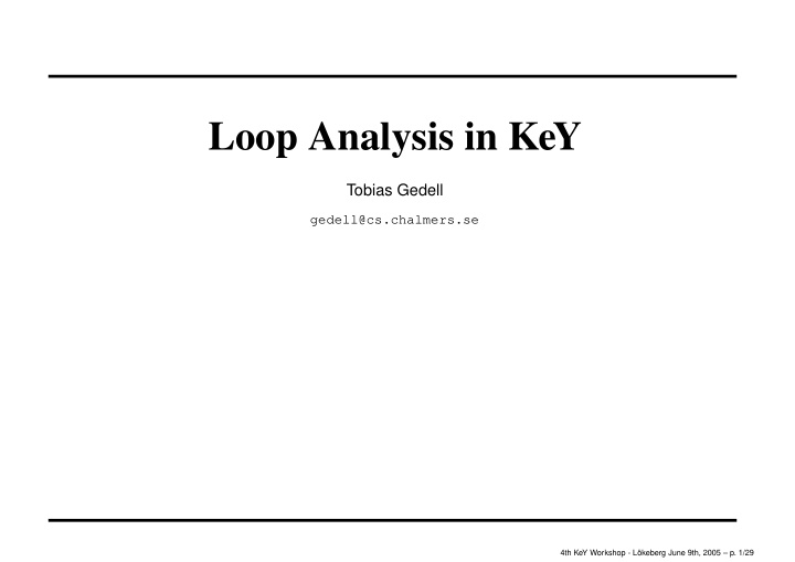 loop analysis in key