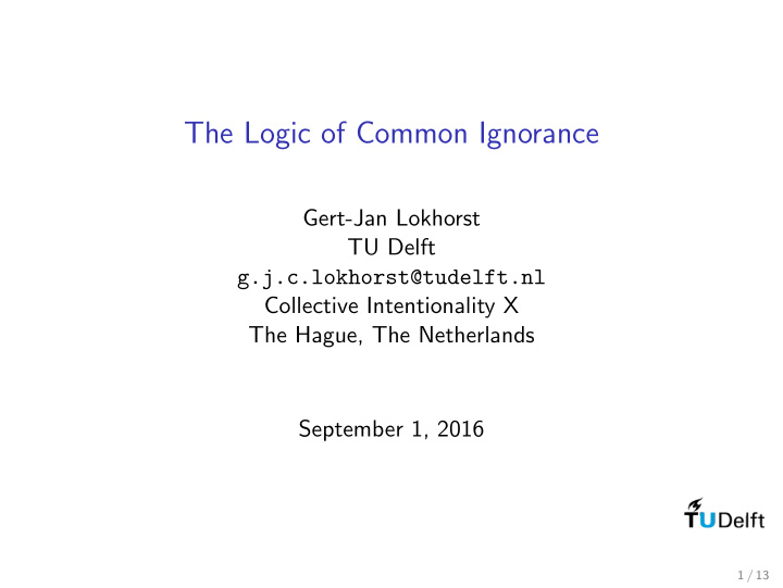 the logic of common ignorance