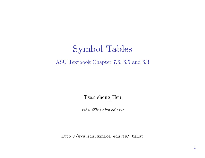 symbol tables