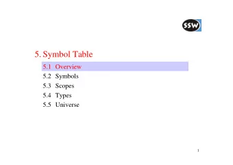 5. Symbol Table  5.1 Overview  5.2 Symbols  5.3 Scopes  5.4 Types  5.5 Universe  1