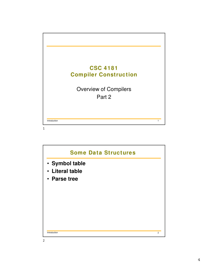 csc 4181 compiler construction overview of compilers part