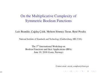 On the Multiplicative Complexity of  Symmetric Boolean Functions  Lus Brando, ada