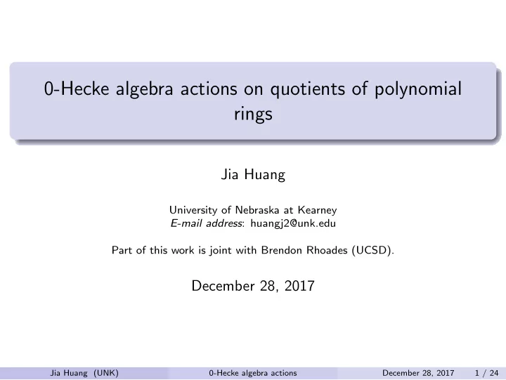 0 hecke algebra actions on quotients of polynomial rings