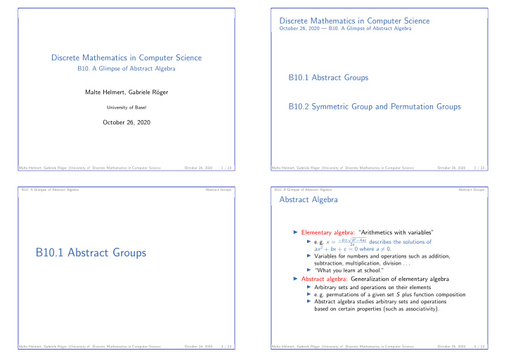 b10 1 abstract groups