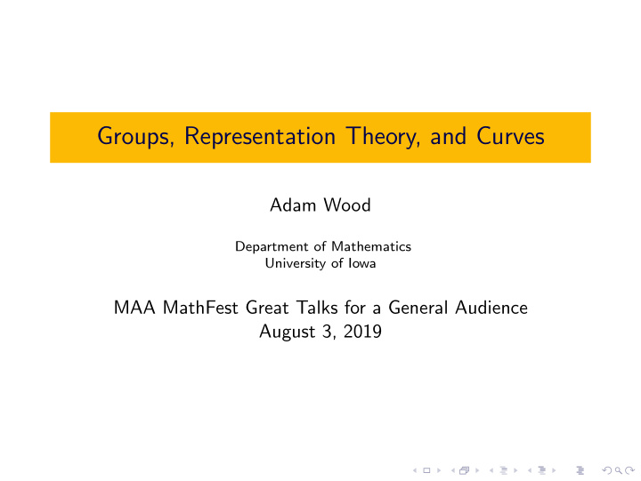 groups representation theory and curves