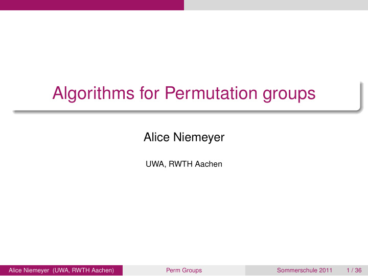 algorithms for permutation groups