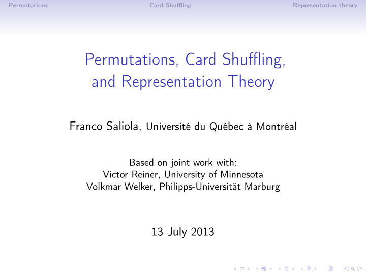 permutations card shuffling and representation theory