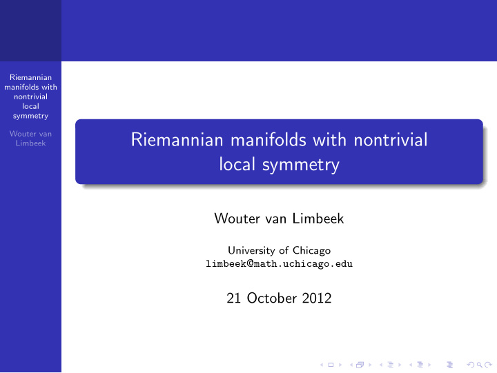 riemannian manifolds with nontrivial