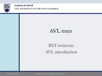AVL trees  BST rotations  AVL introduction  February 26, 2020  Cinda Heeren / Andy Roth / Geoffrey