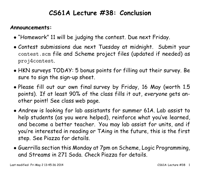 cs61a lecture 38 conclusion