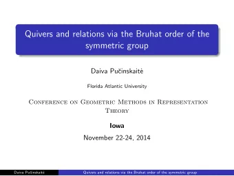 Quivers and relations via the Bruhat order of the  symmetric group  Daiva Pu  cinskait  e