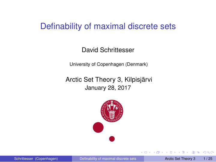 definability of maximal discrete sets
