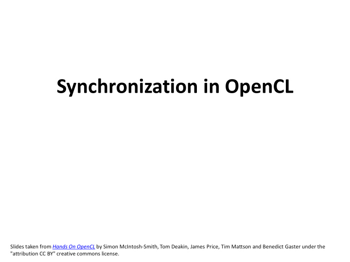 synchronization in opencl