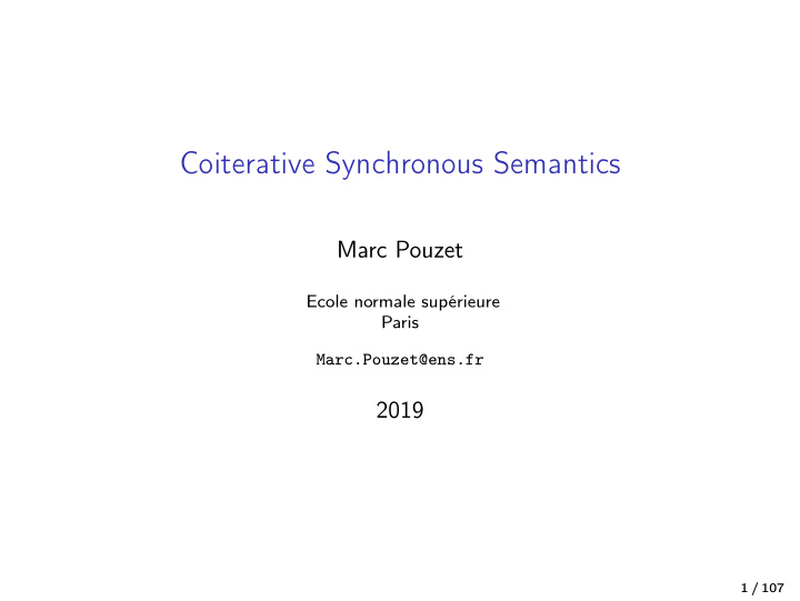 coiterative synchronous semantics