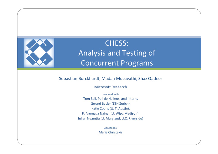 chess analysis and testing of concurrent programs