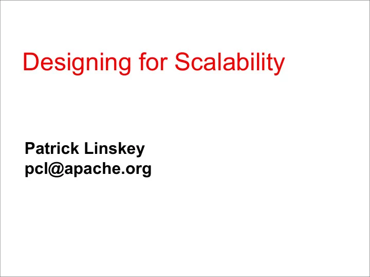 designing for scalability
