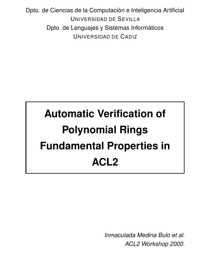 automatic verification of polynomial rings fundamental