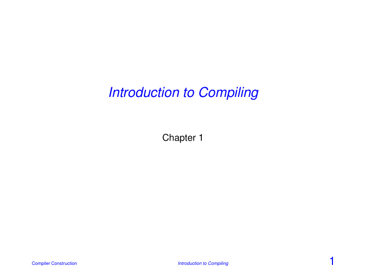 introduction to compiling