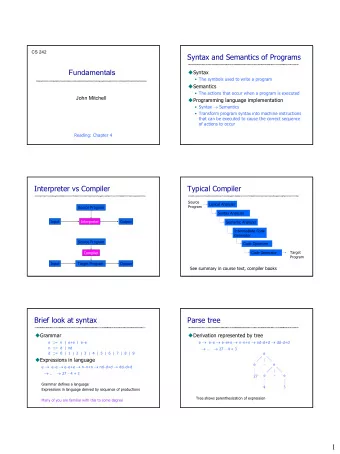 1  Parsing  Theoretical Foundations  Given expression find tree  Many foundational systems