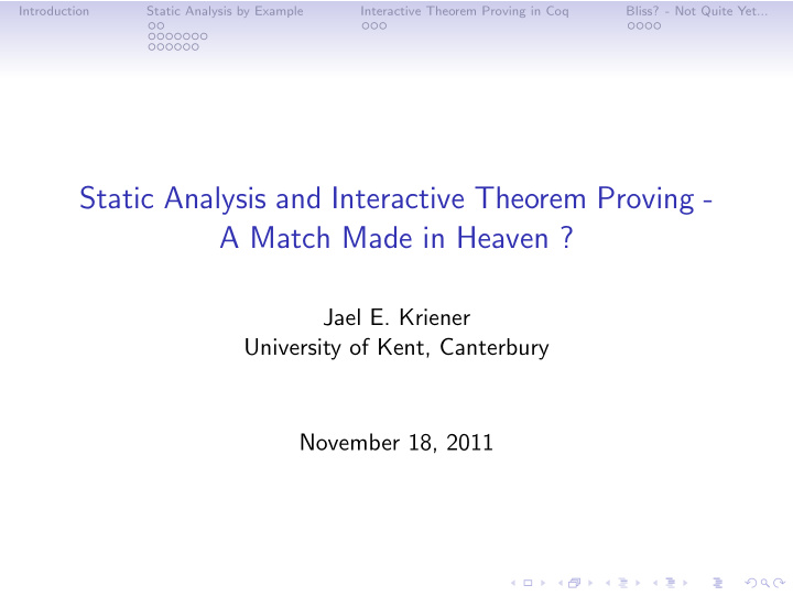 static analysis and interactive theorem proving a match