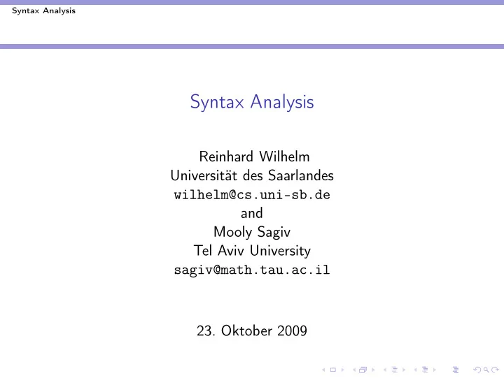 syntax analysis