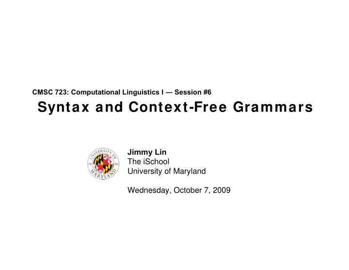 syntax and context free grammars