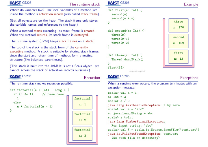 example the runtime stack