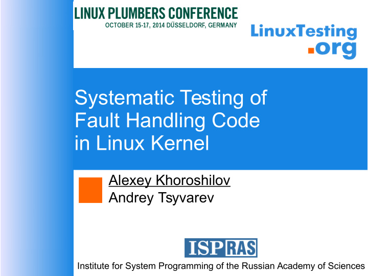 systematic testing of fault handling code in linux kernel