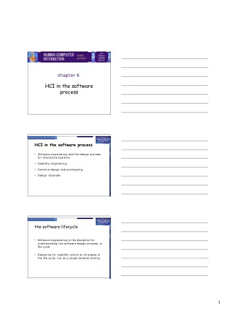 HCI in the software  process  HCI in the software process   Software engineering and the design