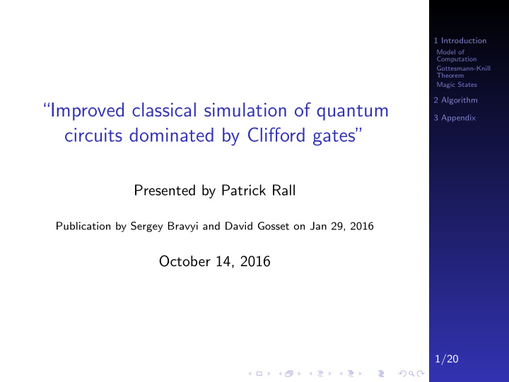 improved classical simulation of quantum