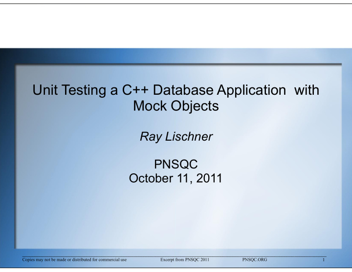unit testing a c database application with unit testing a