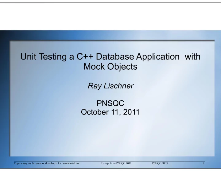 unit testing a c database application with unit testing a