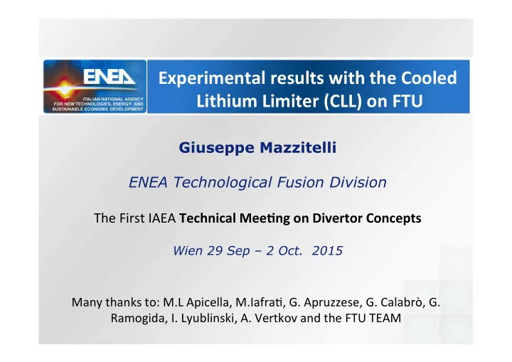 experimental results with the cooled lithium limiter cll