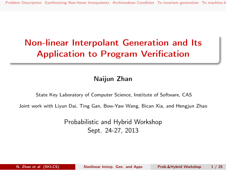 non linear interpolant generation and its application to