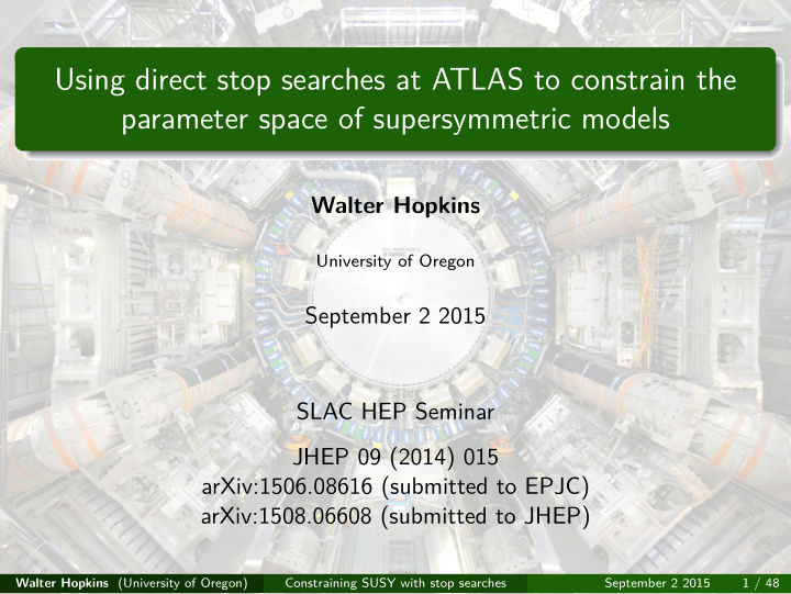 using direct stop searches at atlas to constrain the