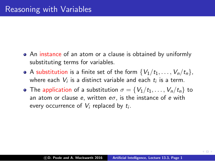 reasoning with variables