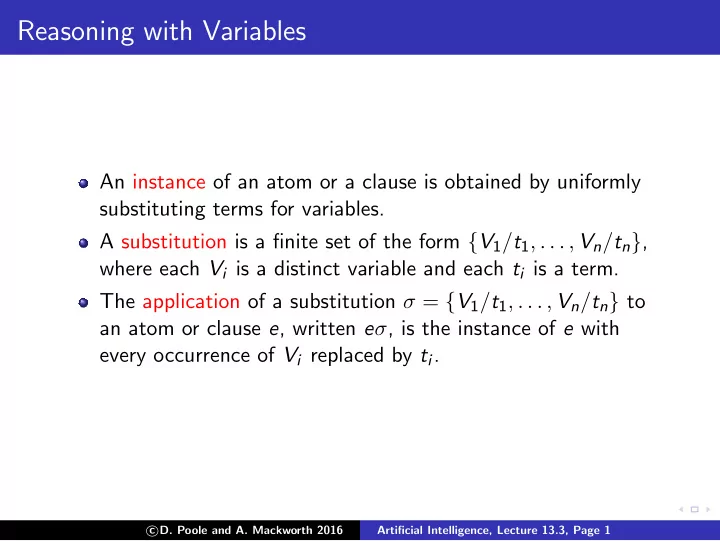 reasoning with variables