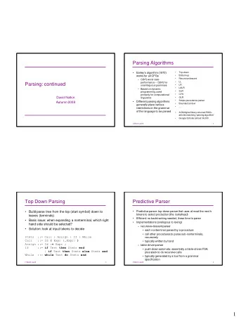 1 L L (k) L L(k) LL( k )  LL(k) Grammars  What if there are common prefixes?  k tokens lookahead