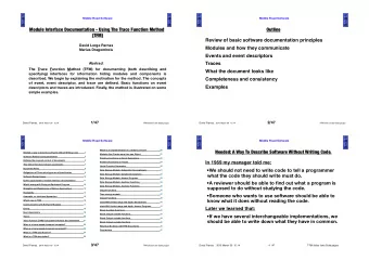 Module Interface Documentation - Using The Trace Function Method  Outline  (TFM)  Review of basic