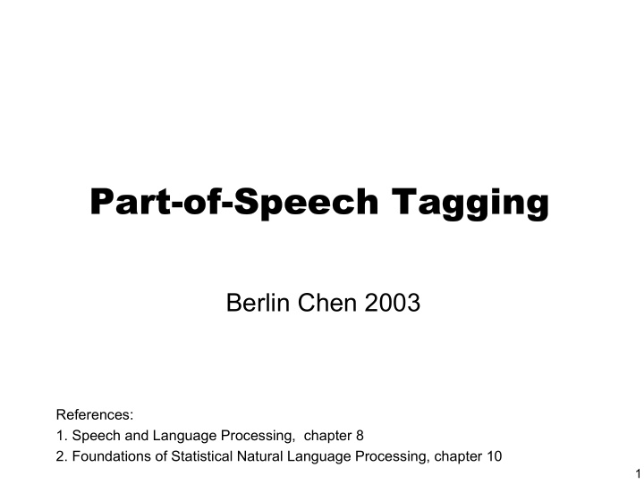 part of speech tagging part of speech tagging
