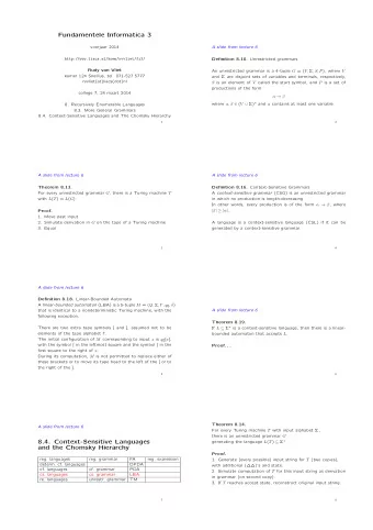 Fundamentele Informatica 3  voorjaar 2014  A slide from lecture 6