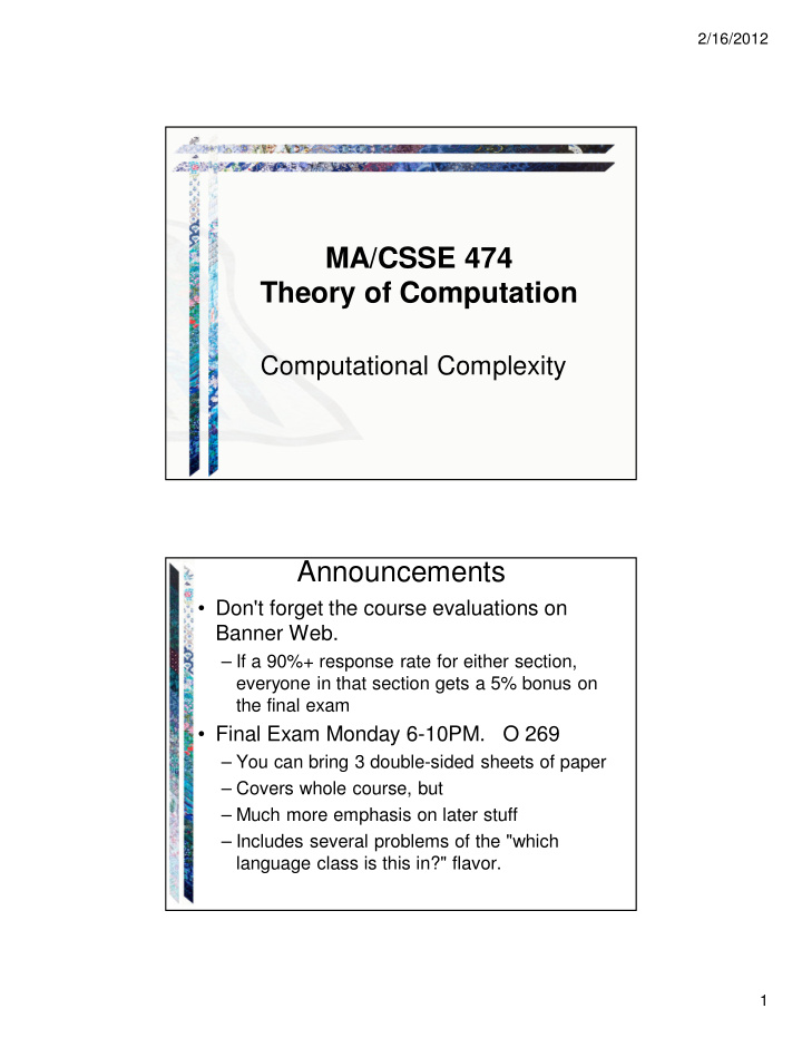 ma csse 474 theory of computation