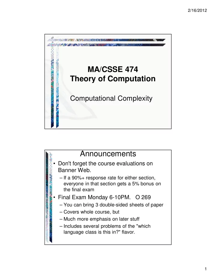 ma csse 474 theory of computation