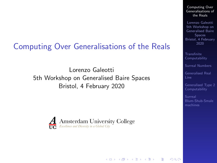 computing over generalisations of the reals
