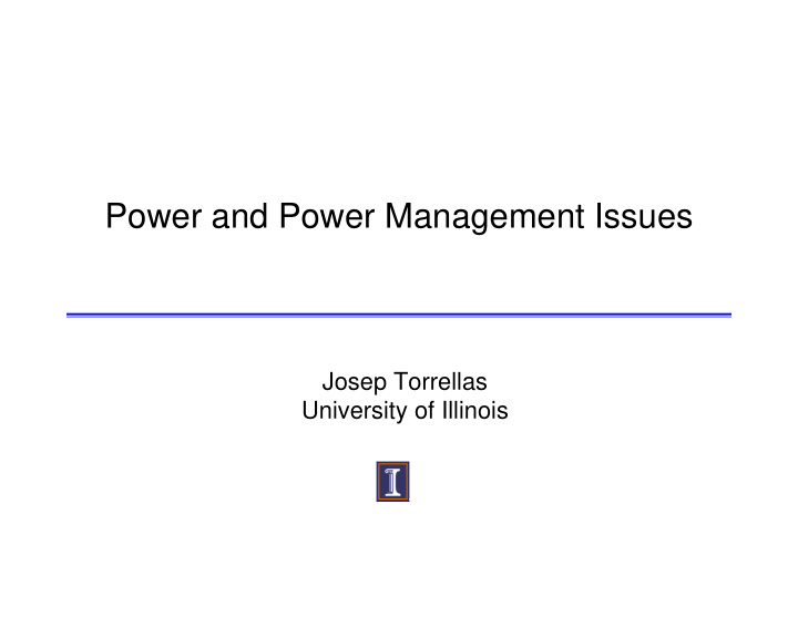 power and power management issues