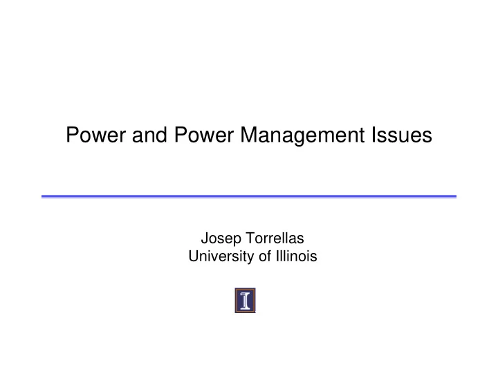 power and power management issues