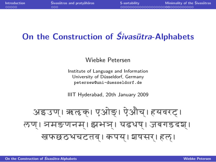 on the construction of ivas utra alphabets