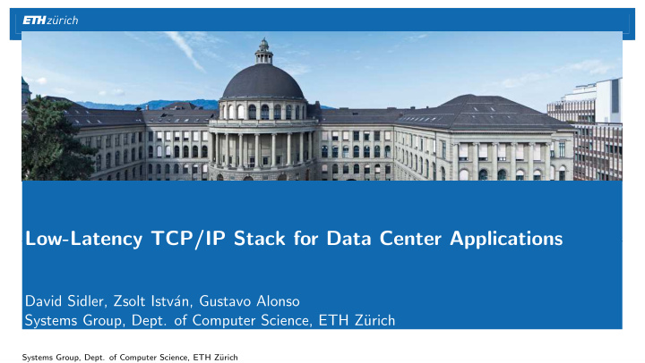 low latency tcp ip stack for data center applications