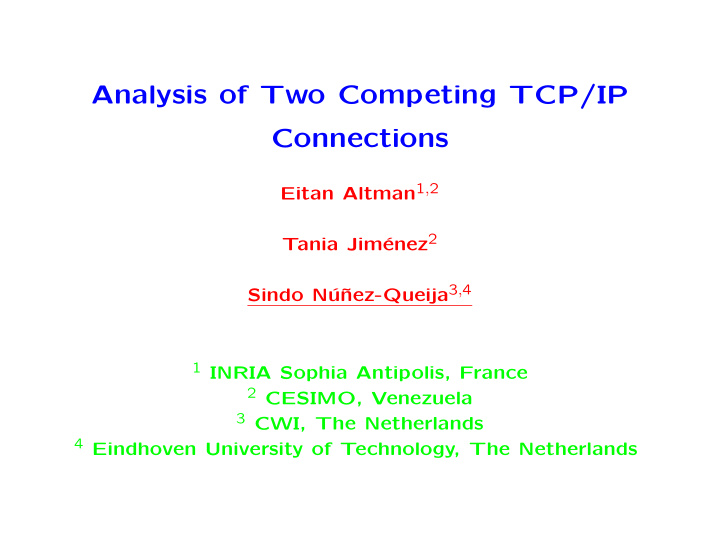 analysis of two competing tcp ip connections