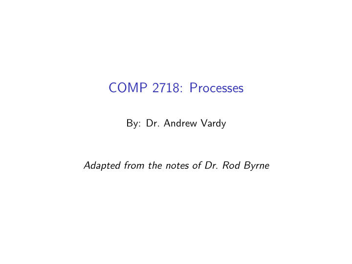 comp 2718 processes
